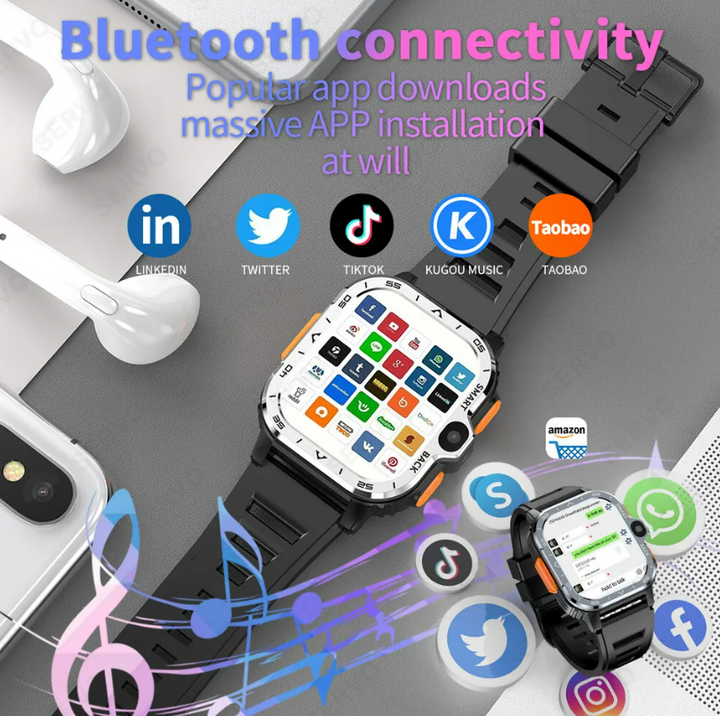 PGD SmartWatch 4G LTE GPS Wifi SIM-kort Dual Camera Robust 16/64G ROM