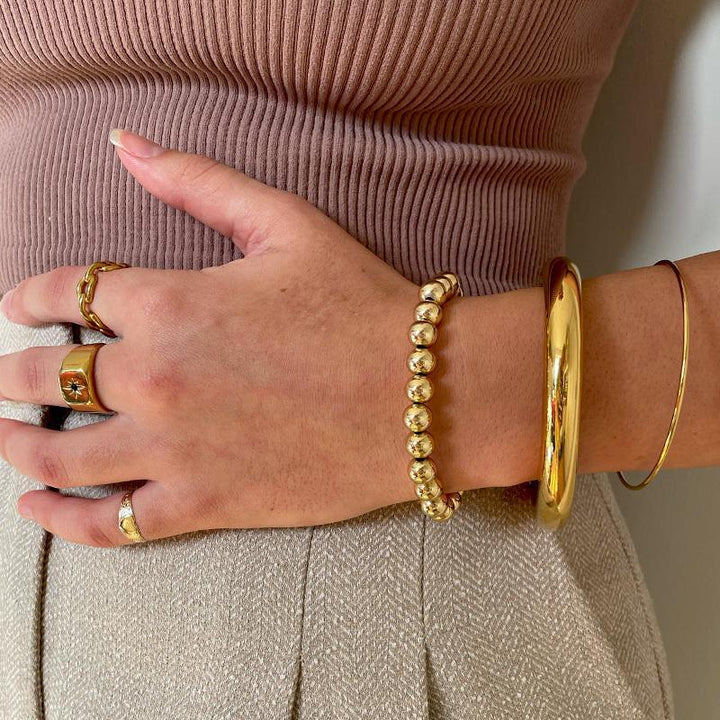 Chunky guldarmbånd til kvinder 18 karat forgyldte stretch armband