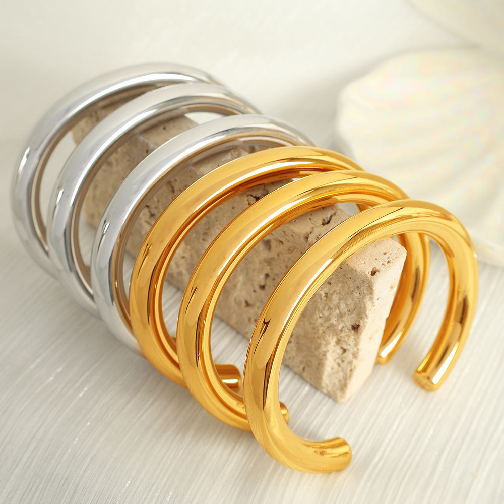 Chunky guldarmbånd til kvinder 18 karat forgyldte stretch armband