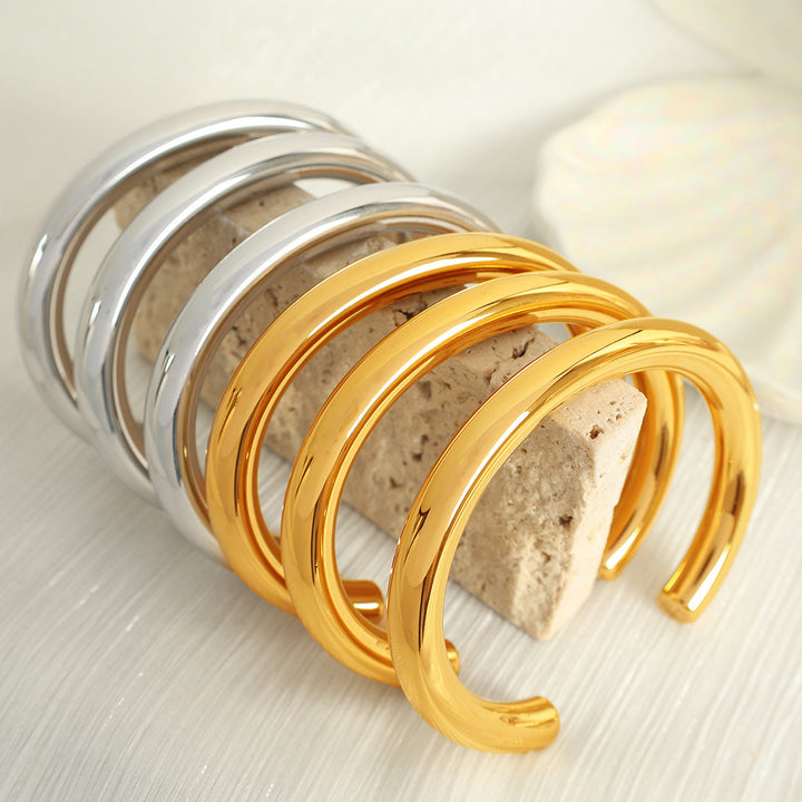 Chunky guldarmbånd til kvinder 18 karat forgyldte stretch armband