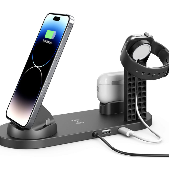 3-I-1 Trådløs Dockingstation Til Apple Iphone,Iwatch og  Airpods
