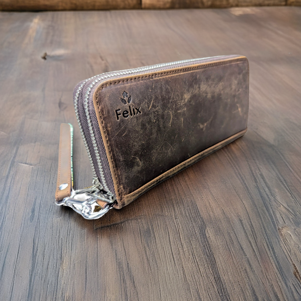 Ægte læder clutch pung