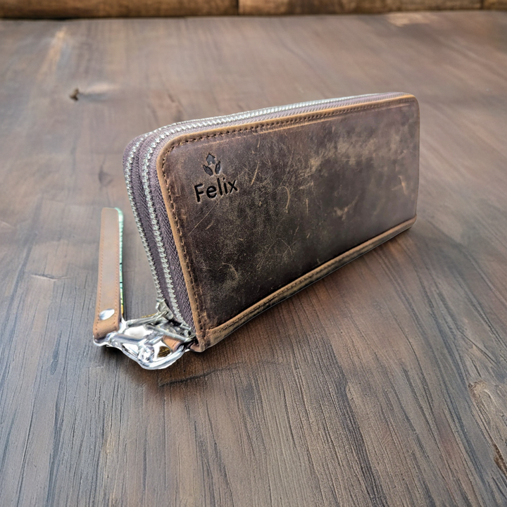 Ægte læder clutch pung