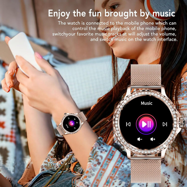 Meget avanceret  smartwatch til kvinder, opkaldsoptagelse, touchscreen, vandtæt fitness-tracker