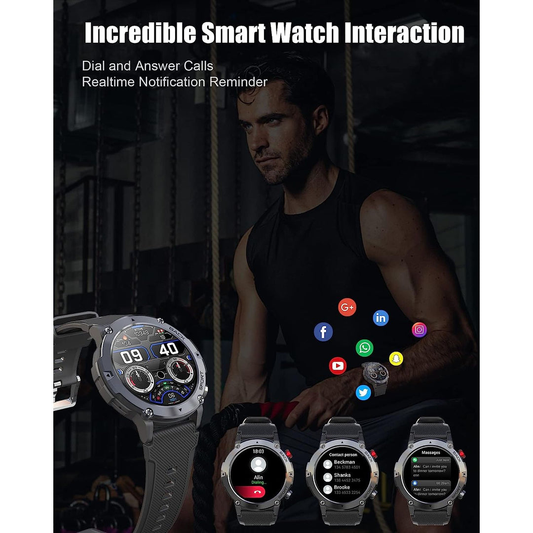 Amoled HD screen Smart ur med blodtryksmåler-Sort
