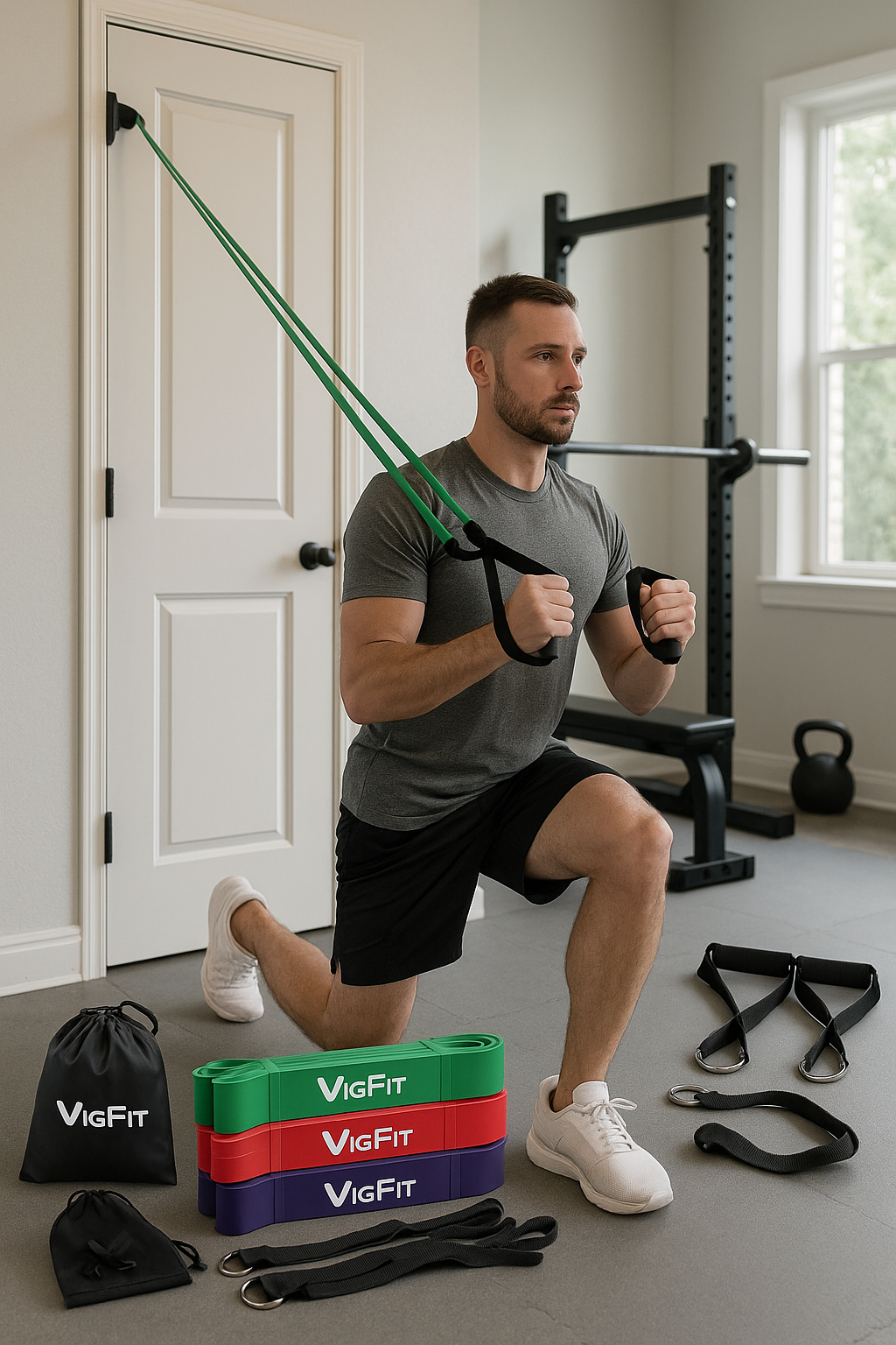 AI Photoshoot — Powerband kraftig elastik  5-pak med dør anke og håndtag lifestyle cover