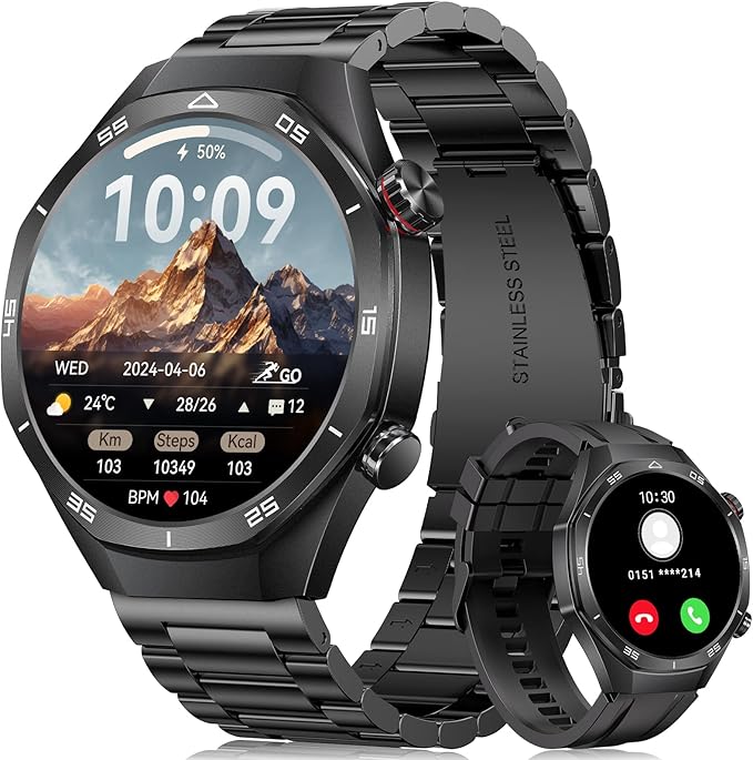 Smartwatch til mænd. Vandtæt sport fitnessur med telefonfunktion - tracker skridttæller
