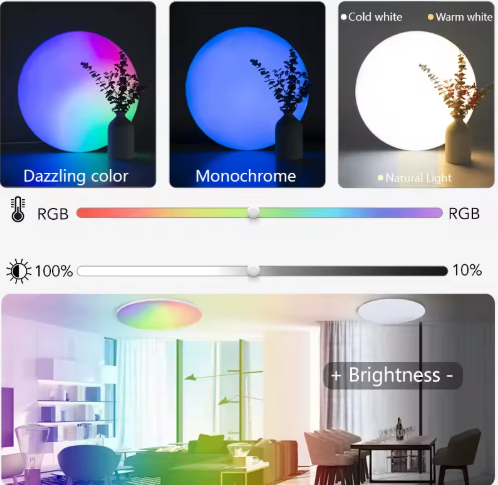 LED loftslampe dæmpbar med fjernbetjening, 24 W RGB 45 cm