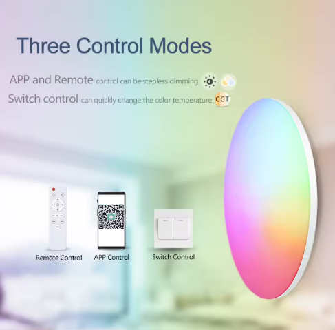 LED loftslampe dæmpbar med fjernbetjening, 24 W RGB 45 cm