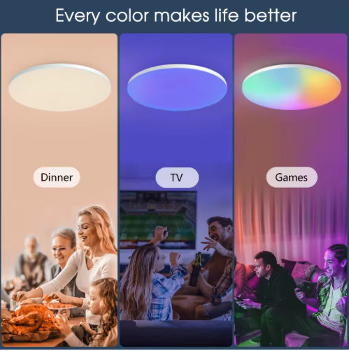 LED loftslampe dæmpbar med fjernbetjening, 24 W RGB 45 cm