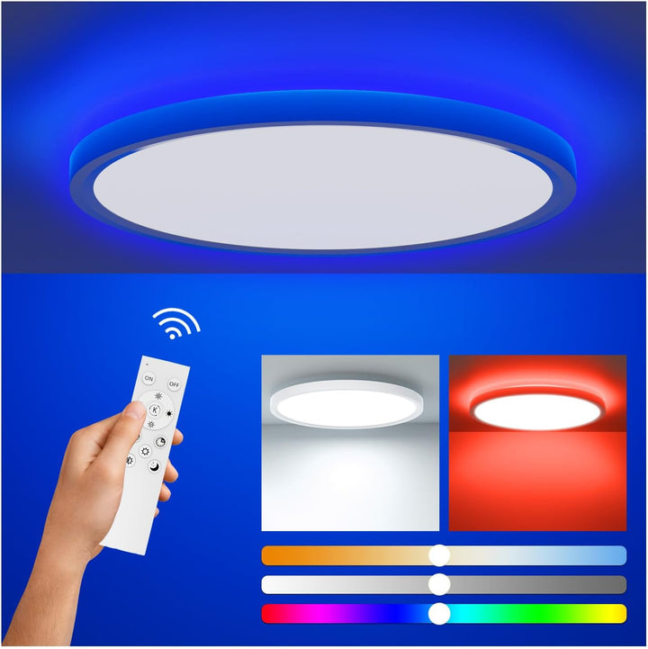 LED loftslampe dæmpbar med fjernbetjening, 24 W RGB 45 cm