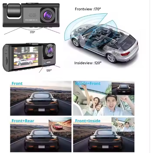 Dash cam 3-kanal bil DVR HD 1080P