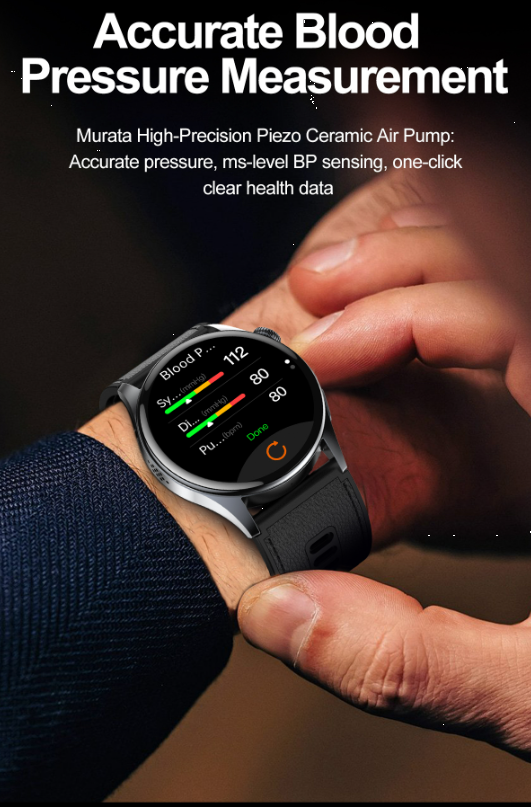Smartwatch til mænd med EKG/blodkontrol/BMI/urinsyre/søvn/aspirationsmonitor