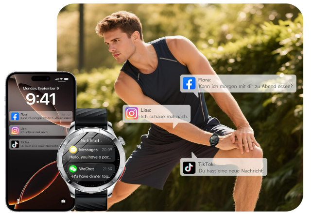 Smartwatch mænd kvinder med EKG 1,49" AMOLED med 24 timer puls