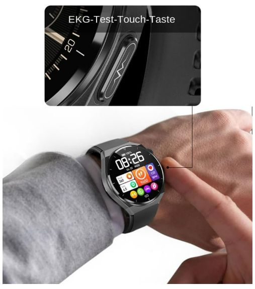Smartwatch mænd kvinder med EKG 1,49" AMOLED med 24 timer puls