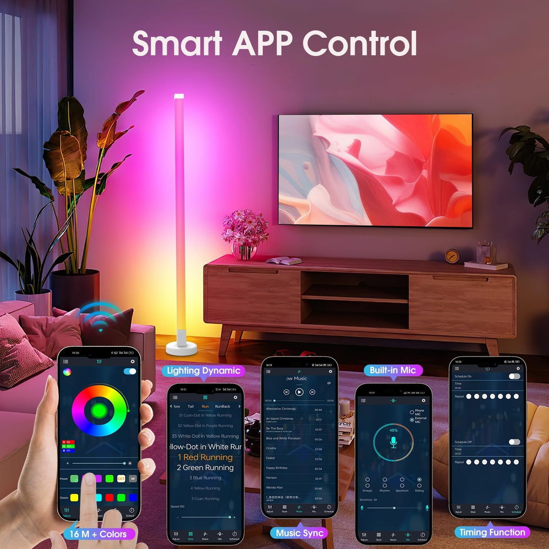 LED Gulvlampe med smart app og fjernbetjening