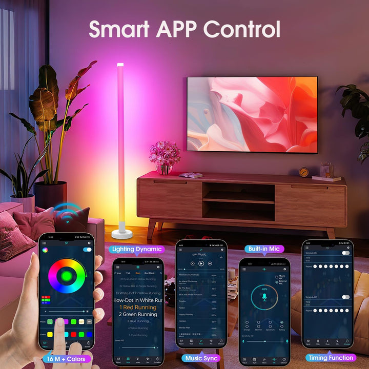 LED Gulvlampe med smart app og fjernbetjening
