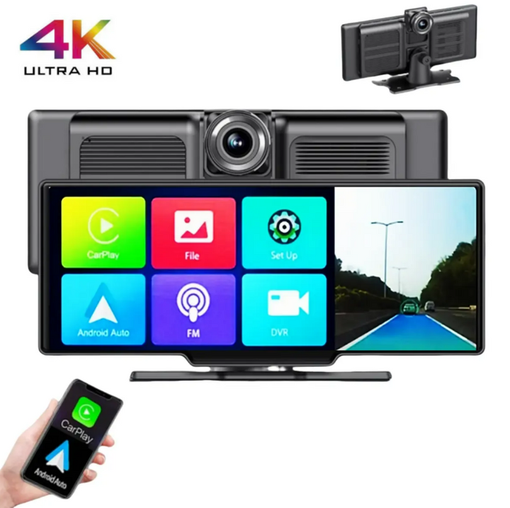 10,26" Dash Cam 4K ( 3840 X 2160P)+1080P Carplay  med GPS-navigation