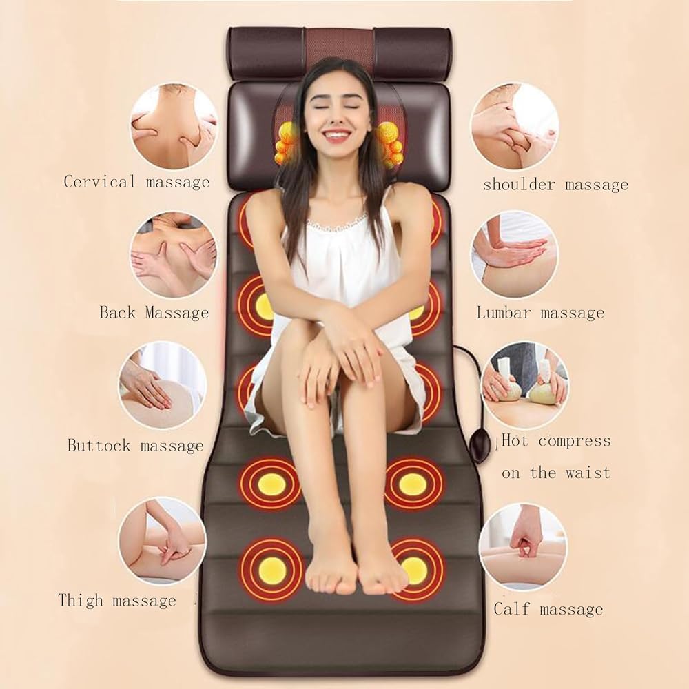 Shiatsu  helkropsvarmemåtte med 10 vibrerende knuder,