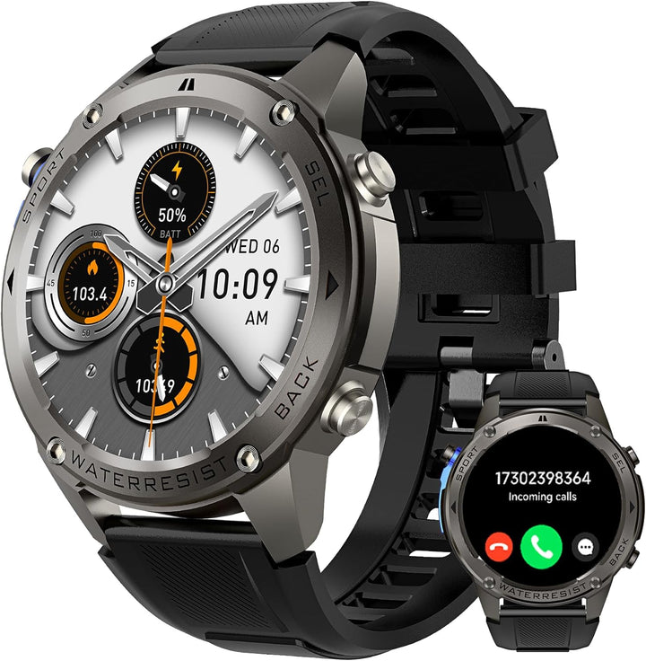 Multifunktionelt militærur til mænd-5 ATM AMOLED Screen Sport- GPS