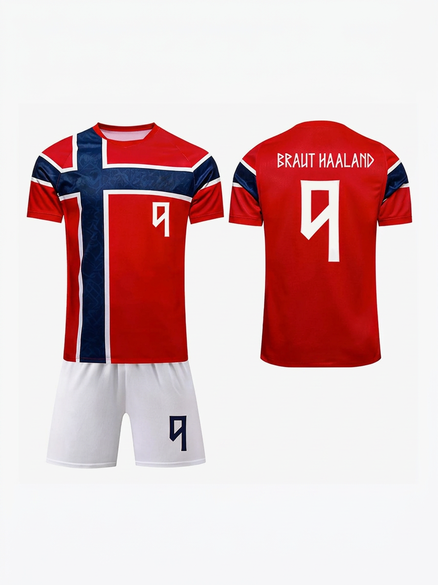 Haaland nr 9 , fodboldstrøjer sæt-Norge