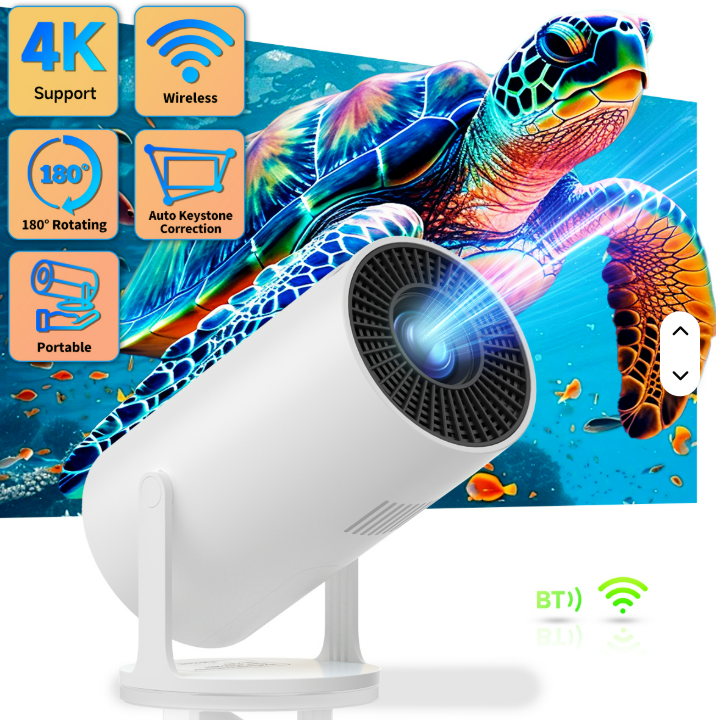 HY300 Pro Android 11 Smart Projector m. dobbelt WiFi, Bluetooth 5.0 - Hvid