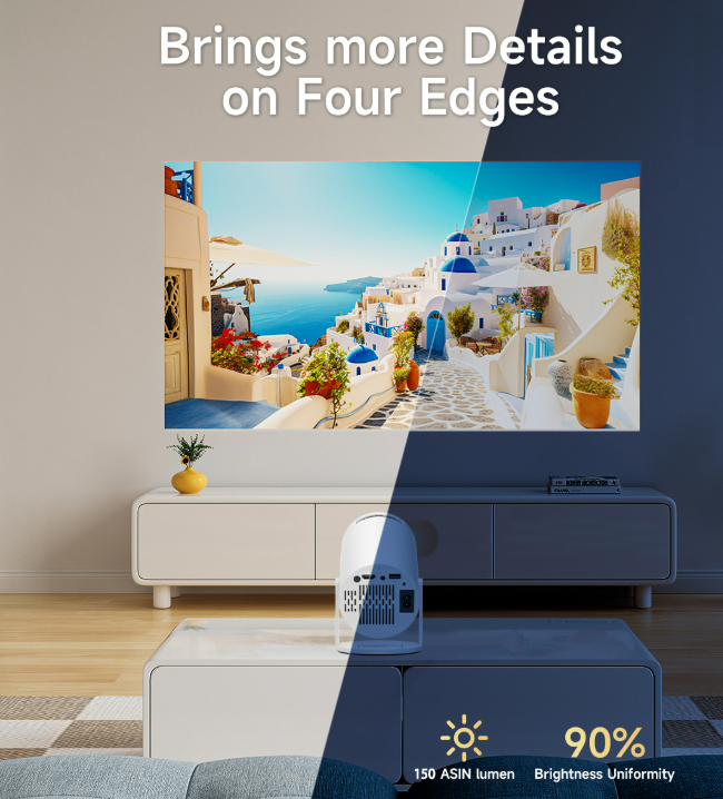 HY300 Pro Android 11 Smart Projector m. dobbelt WiFi, Bluetooth 5.0 - Hvid