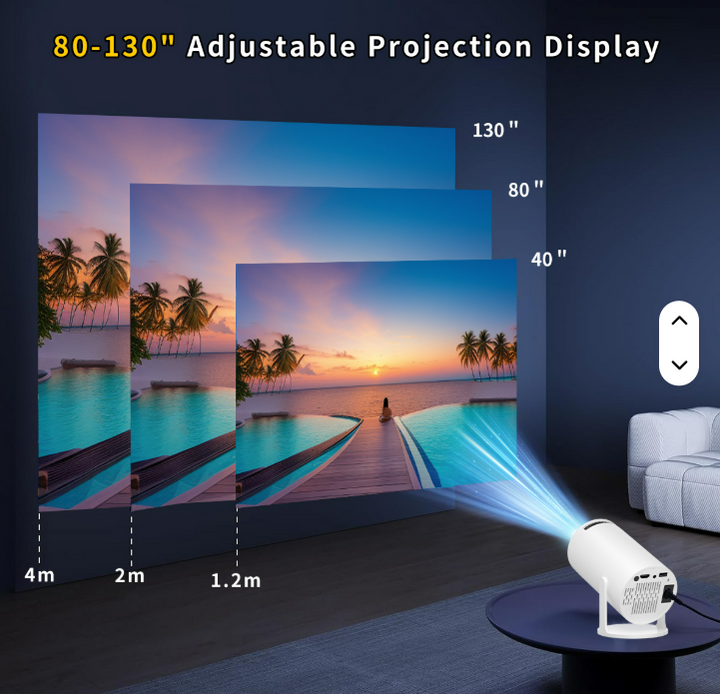 HY300 Pro Android 11 Smart Projector m. dobbelt WiFi, Bluetooth 5.0 - Hvid