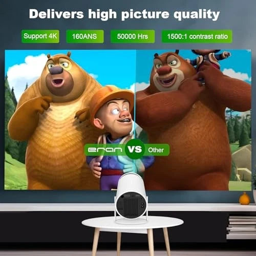 HY300 Pro Android 11 Smart Projector m. dobbelt WiFi, Bluetooth 5.0 - Hvid