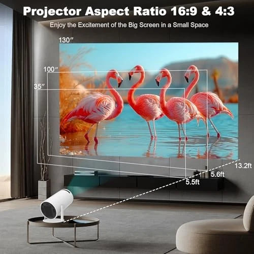 HY300 Pro Android 11 Smart Projector m. dobbelt WiFi, Bluetooth 5.0 - Hvid