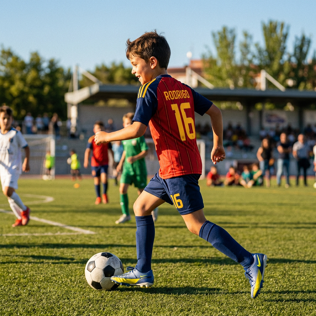Rodrigo nr 16, 3-dele fodboldstrøjer sæt -Spanien
