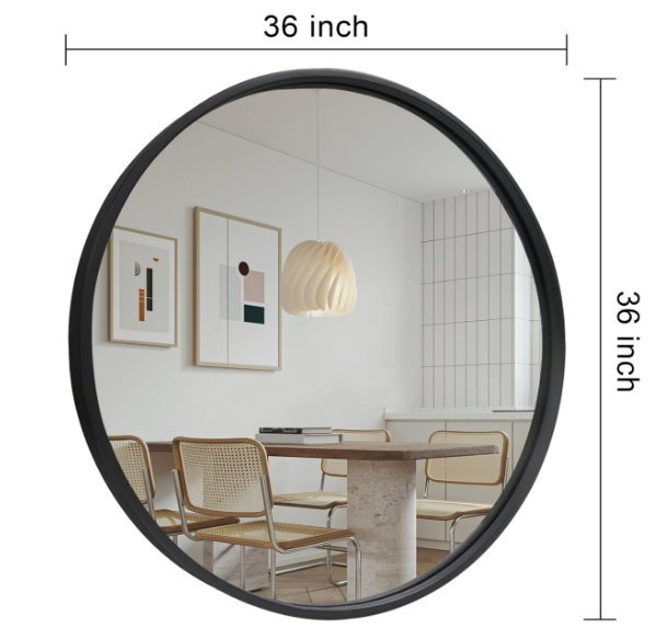 Rundt Spejl Med Sort Ramme 40 cm