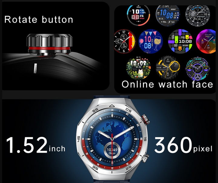 Herre smartwatchet med helbredsovervågning, sportssporing
