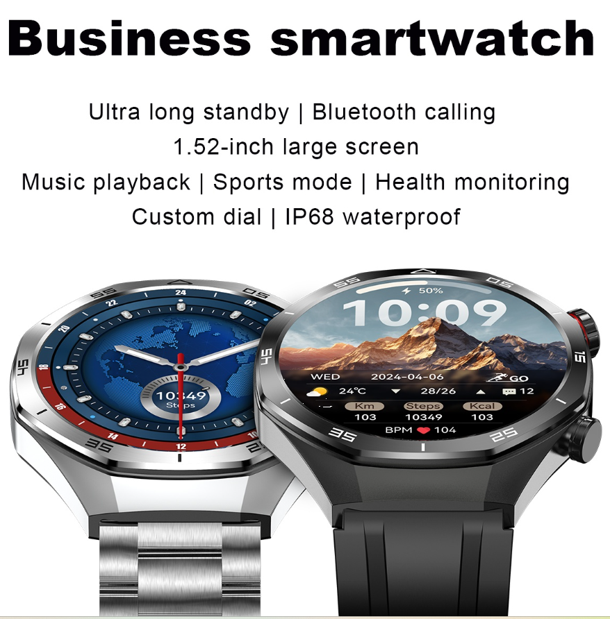 Herre smartwatchet med helbredsovervågning, sportssporing