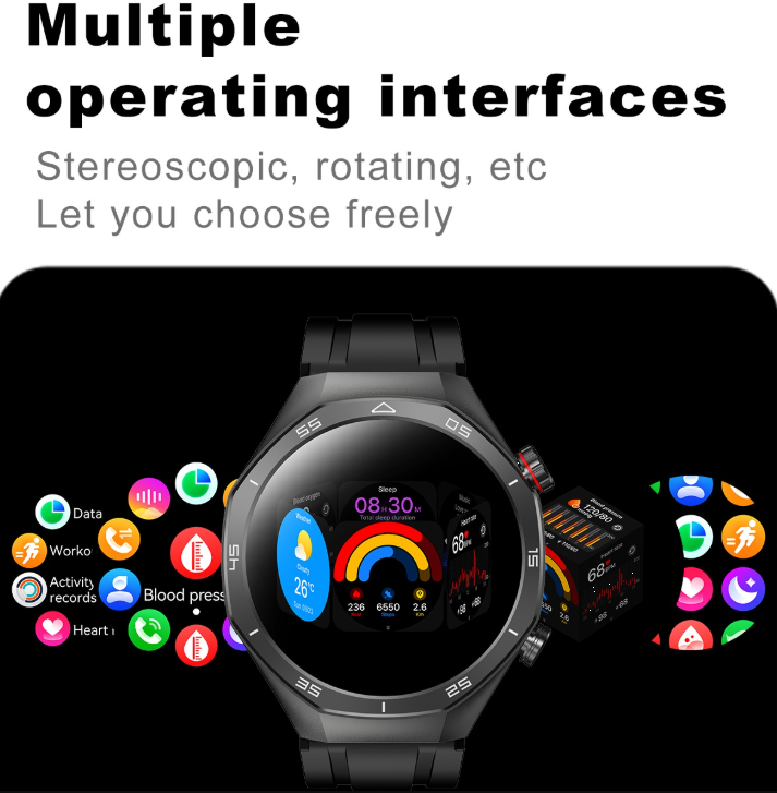 Herre smartwatchet med helbredsovervågning, sportssporing