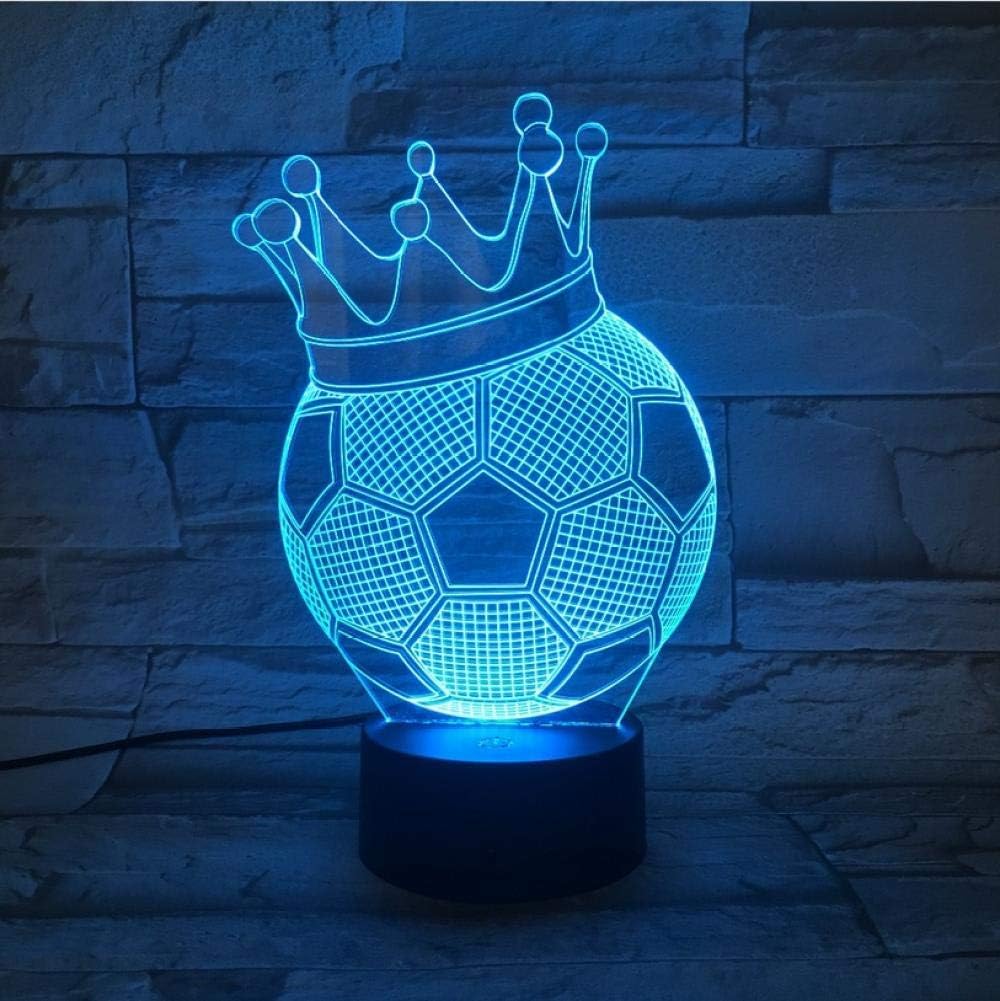 Farveskiftende Stemningslys Krone Fodbold Akryl 3D Hologram
