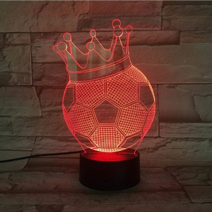 Farveskiftende Stemningslys Krone Fodbold Akryl 3D Hologram