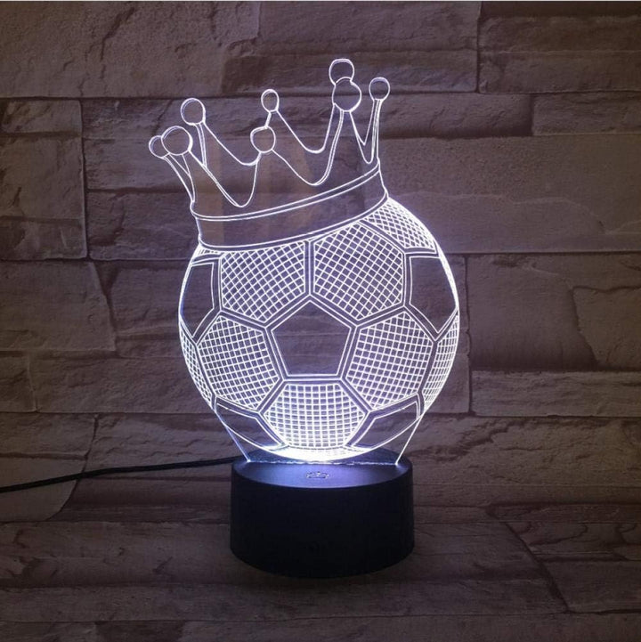 Farveskiftende Stemningslys Krone Fodbold Akryl 3D Hologram