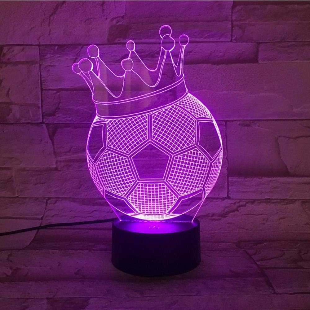 Farveskiftende Stemningslys Krone Fodbold Akryl 3D Hologram