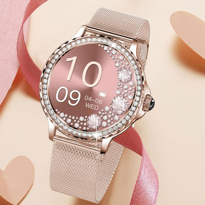 Meget avanceret  smartwatch til kvinder, opkaldsoptagelse, touchscreen, vandtæt fitness-tracker